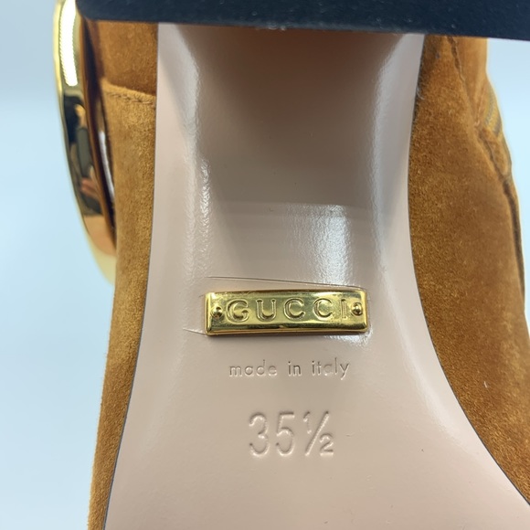 Brand New Gucci Suede Cachemire Boots in Blondie Cognac size 35.5 - Picture 8 of 10
